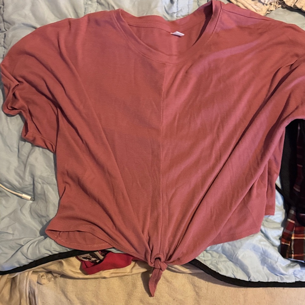 Old Navy Mauve Tie-Front Tee